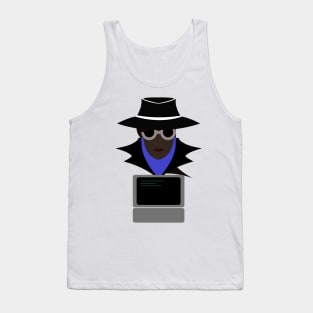Lady Black (Afro W/Computer): A Cybersecurity Design Tank Top